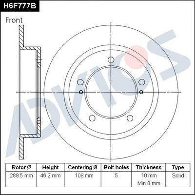 Advics H6F777B - Гальмівний диск autocars.com.ua