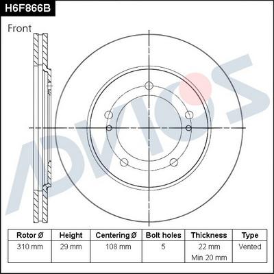 Advics H6F866B - Гальмівний диск autocars.com.ua