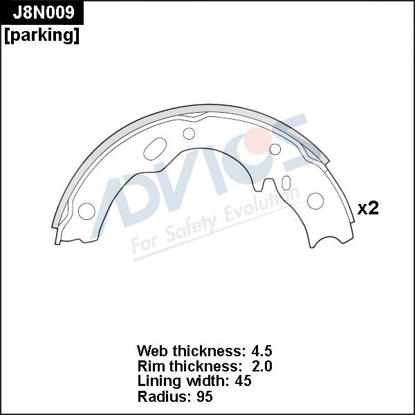 Advics J8N009 - Комплект гальм, барабанний механізм autocars.com.ua