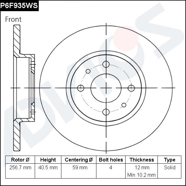 Advics P6F935WS - Тормозной диск avtokuzovplus.com.ua