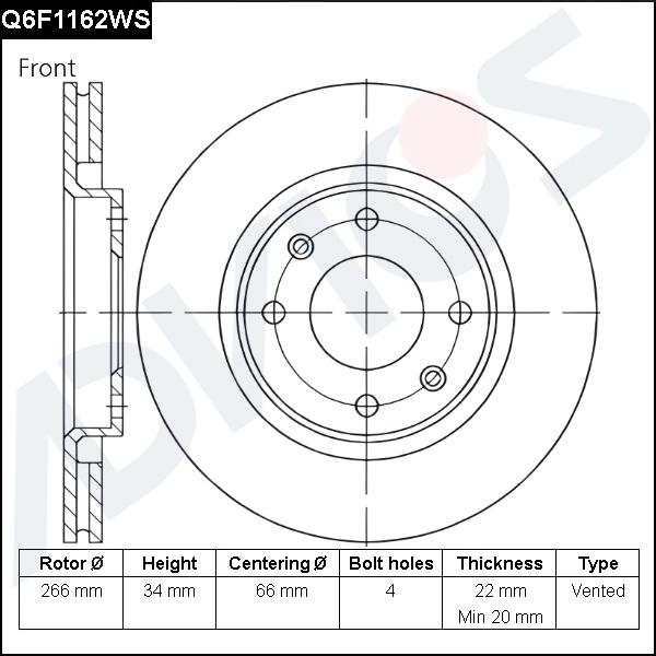 Advics Q6F1162WS - Тормозной диск avtokuzovplus.com.ua