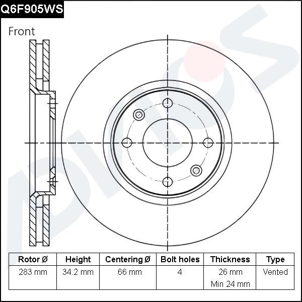 Advics Q6F905WS - Гальмівний диск autocars.com.ua