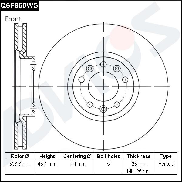 Advics Q6F960WS - Тормозной диск avtokuzovplus.com.ua