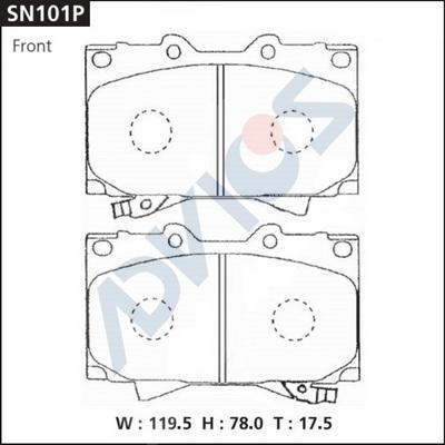 Advics SN101P - Тормозные колодки, дисковые, комплект avtokuzovplus.com.ua