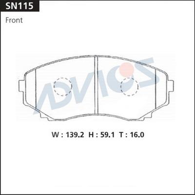 Advics SN115 - Тормозные колодки, дисковые, комплект avtokuzovplus.com.ua