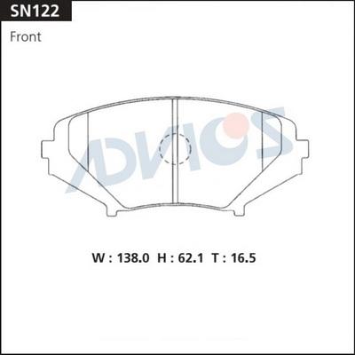 Advics SN122 - Гальмівні колодки, дискові гальма autocars.com.ua