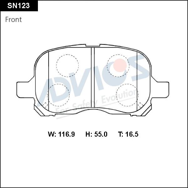 Advics SN123 - Гальмівні колодки, дискові гальма autocars.com.ua