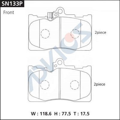 Advics SN133P - Гальмівні колодки, дискові гальма autocars.com.ua