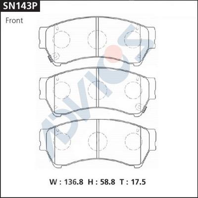 Advics SN143P - Тормозные колодки, дисковые, комплект avtokuzovplus.com.ua