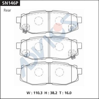 Advics SN146P - Тормозные колодки, дисковые, комплект avtokuzovplus.com.ua