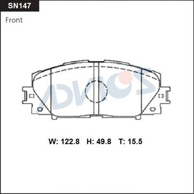 Advics SN147 - Гальмівні колодки, дискові гальма autocars.com.ua