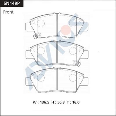 Advics SN149P - Тормозные колодки, дисковые, комплект avtokuzovplus.com.ua