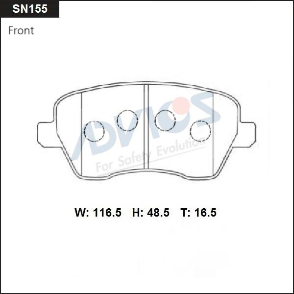 Advics SN155 - Гальмівні колодки, дискові гальма autocars.com.ua