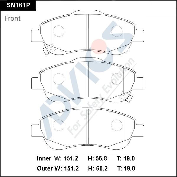 Advics SN161P - Гальмівні колодки, дискові гальма autocars.com.ua