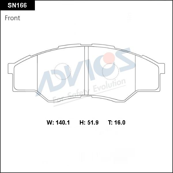 Advics SN166 - Гальмівні колодки, дискові гальма autocars.com.ua