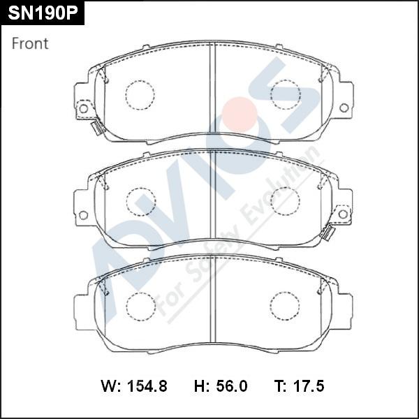 Advics SN190P - Гальмівні колодки, дискові гальма autocars.com.ua