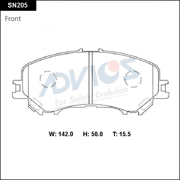 Advics SN205 - Гальмівні колодки, дискові гальма autocars.com.ua