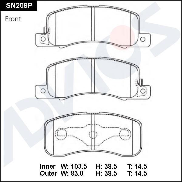 ADVICS SN209P - Гальмівні колодки, дискові гальма autocars.com.ua