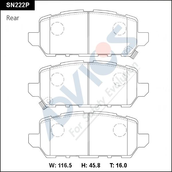 Advics SN222P - Гальмівні колодки, дискові гальма autocars.com.ua