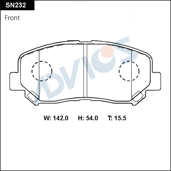 Advics SN232 - Тормозные колодки, дисковые, комплект avtokuzovplus.com.ua