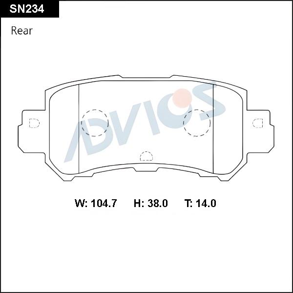 Advics SN234 - Тормозные колодки, дисковые, комплект avtokuzovplus.com.ua