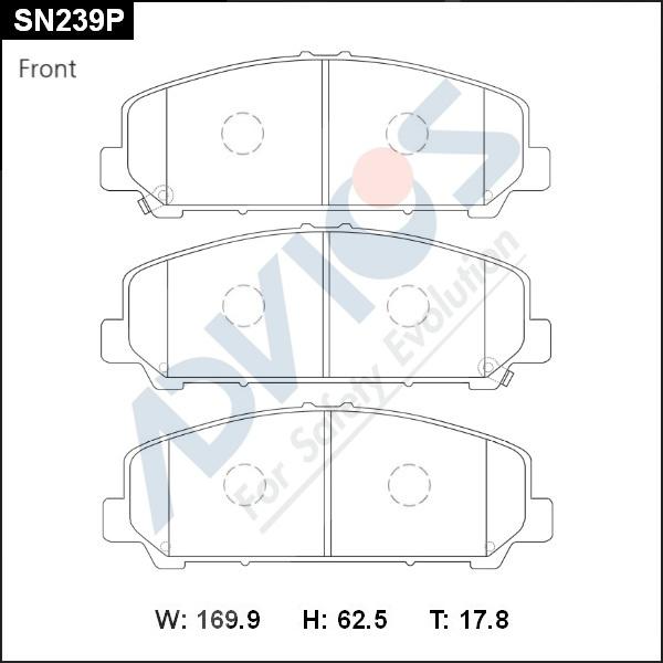 Advics SN239P - Тормозные колодки, дисковые, комплект avtokuzovplus.com.ua