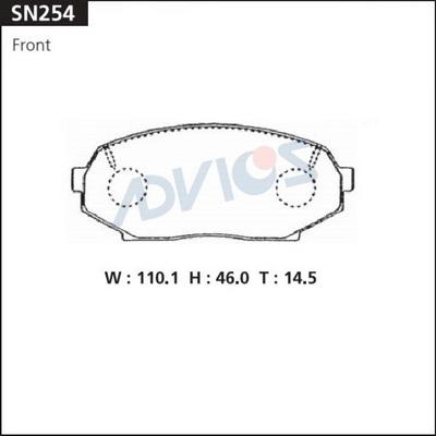 Advics SN254 - Тормозные колодки, дисковые, комплект avtokuzovplus.com.ua