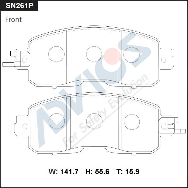 Advics SN261P - Тормозные колодки, дисковые, комплект avtokuzovplus.com.ua