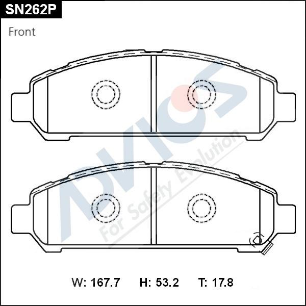 Advics SN262P - Гальмівні колодки, дискові гальма autocars.com.ua