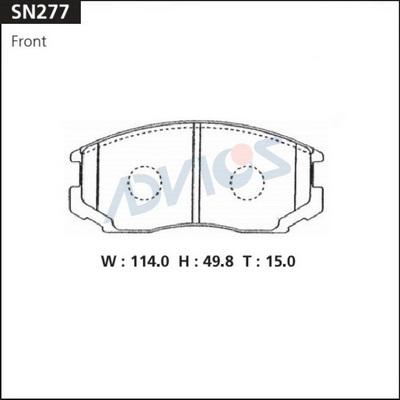 Advics SN277 - Гальмівні колодки, дискові гальма autocars.com.ua