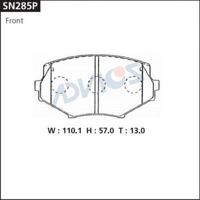 Advics SN285P - Тормозные колодки, дисковые, комплект avtokuzovplus.com.ua