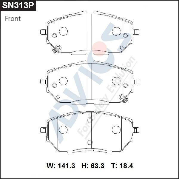 Advics SN313P - Тормозные колодки, дисковые, комплект avtokuzovplus.com.ua