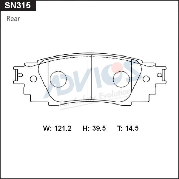 Advics SN315 - Гальмівні колодки, дискові гальма autocars.com.ua