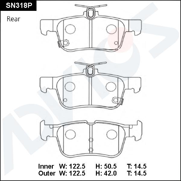 Advics SN318P - Тормозные колодки, дисковые, комплект avtokuzovplus.com.ua