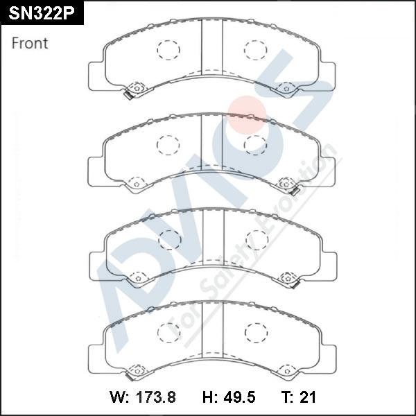 Advics SN322P - Тормозные колодки, дисковые, комплект avtokuzovplus.com.ua