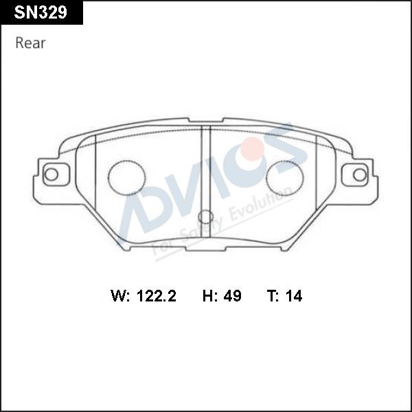 Advics SN329 - Гальмівні колодки, дискові гальма autocars.com.ua