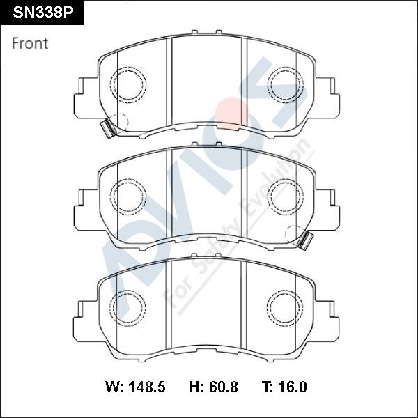 Advics SN338P - Тормозные колодки, дисковые, комплект avtokuzovplus.com.ua