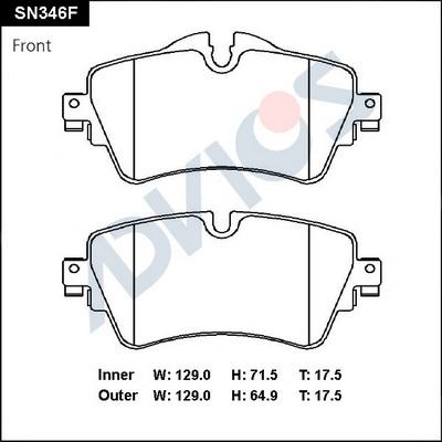 Advics SN346F - Тормозные колодки, дисковые, комплект avtokuzovplus.com.ua