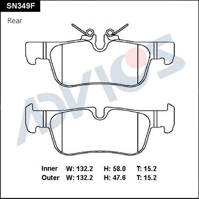 Advics SN349F - Гальмівні колодки, дискові гальма autocars.com.ua