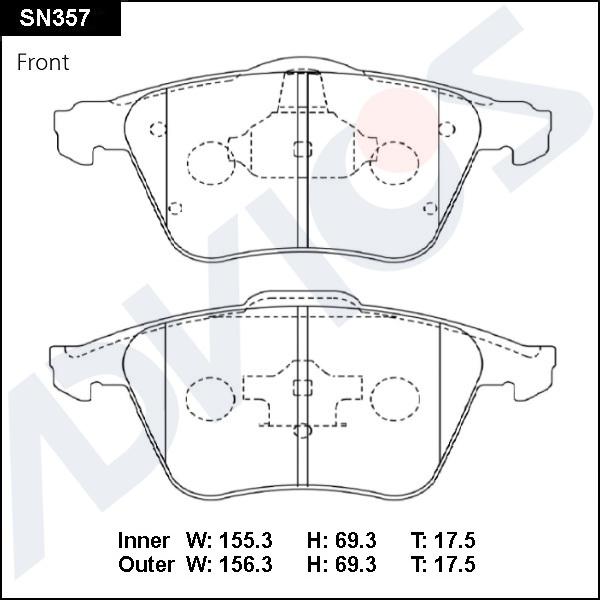 Advics SN357 - Тормозные колодки, дисковые, комплект avtokuzovplus.com.ua