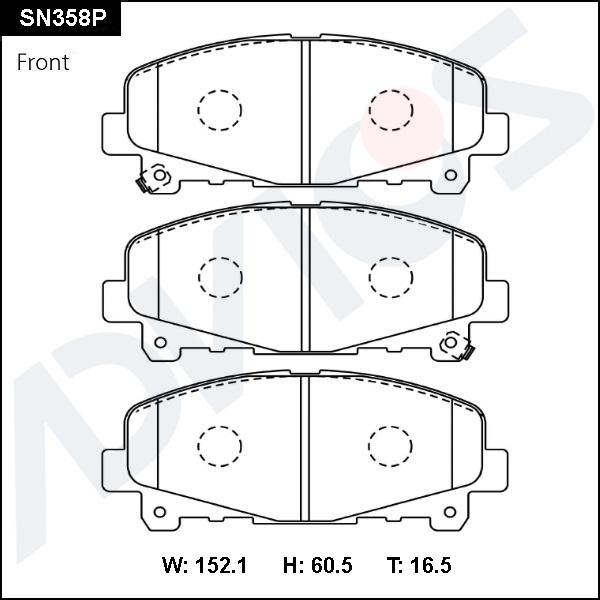 Advics SN358P - Гальмівні колодки, дискові гальма autocars.com.ua