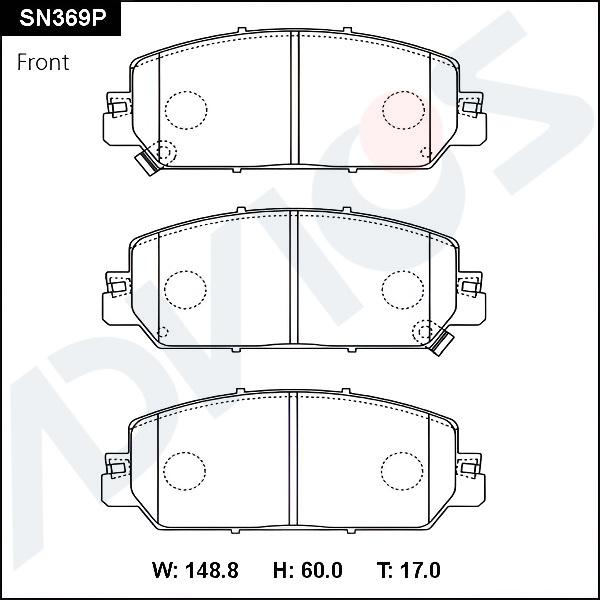 ADVICS SN369P - Гальмівні колодки, дискові гальма autocars.com.ua
