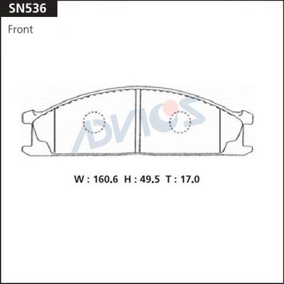 Advics SN536 - Гальмівні колодки, дискові гальма autocars.com.ua