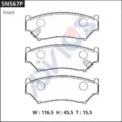 Advics SN567P - Гальмівні колодки, дискові гальма autocars.com.ua