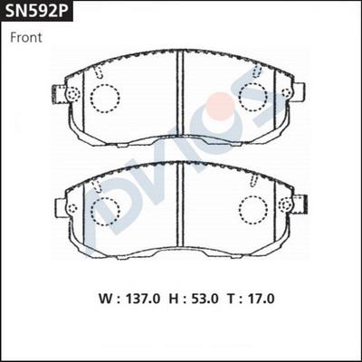 Advics SN592P - Гальмівні колодки, дискові гальма autocars.com.ua