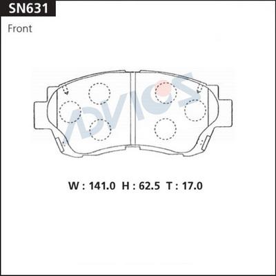 Advics SN631 - Тормозные колодки, дисковые, комплект avtokuzovplus.com.ua