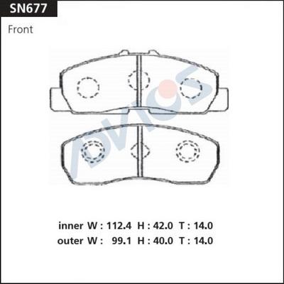 Advics SN677 - Тормозные колодки, дисковые, комплект avtokuzovplus.com.ua