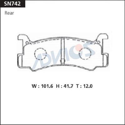 Advics SN742 - Гальмівні колодки, дискові гальма autocars.com.ua