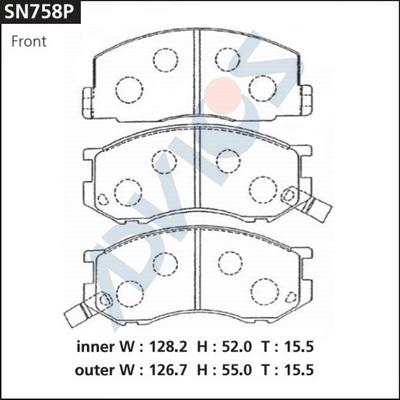 Advics SN758P - Гальмівні колодки, дискові гальма autocars.com.ua