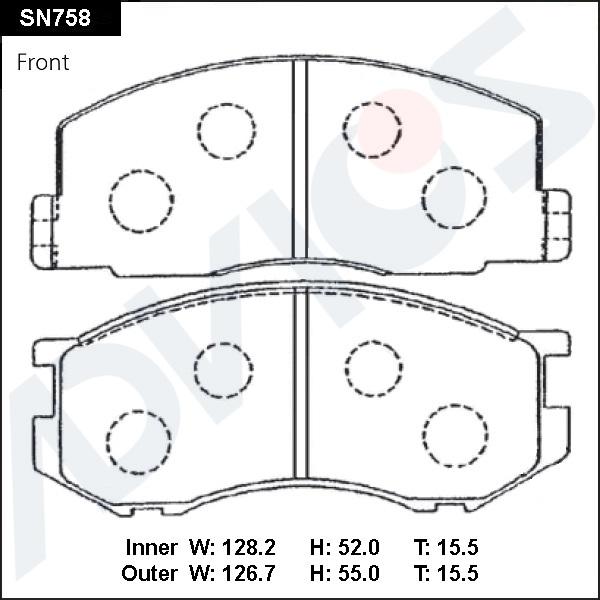 Advics SN758 - Тормозные колодки, дисковые, комплект avtokuzovplus.com.ua